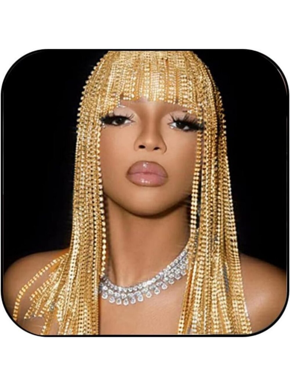 Rhinestone Flapper Headpiece Cap with Chainmail Design for Women - Vintage Glam